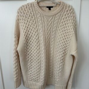 J. Crew Cream Cable Knit Sweater wool